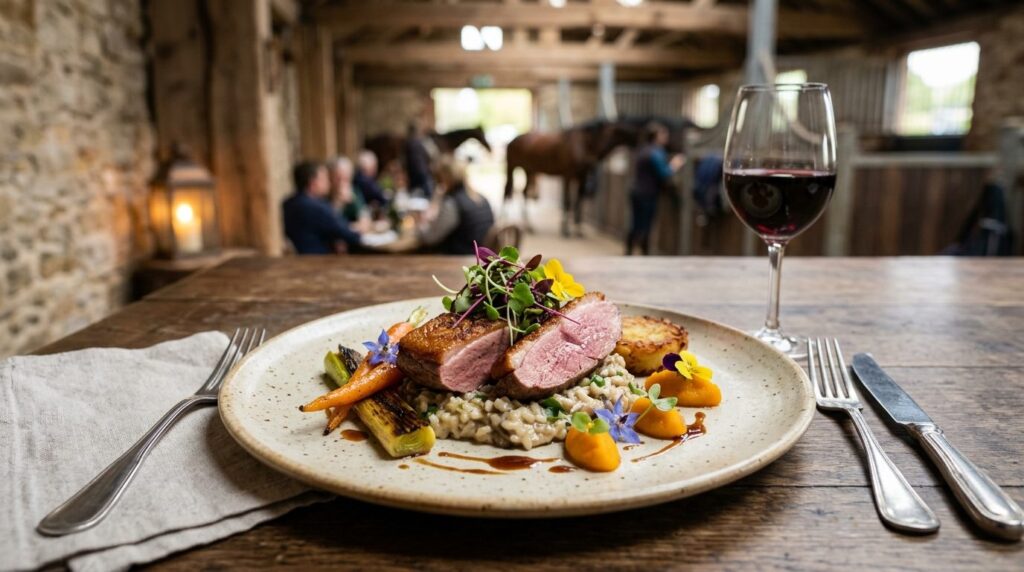 Close-up professional shot of artisanal plated dish served a